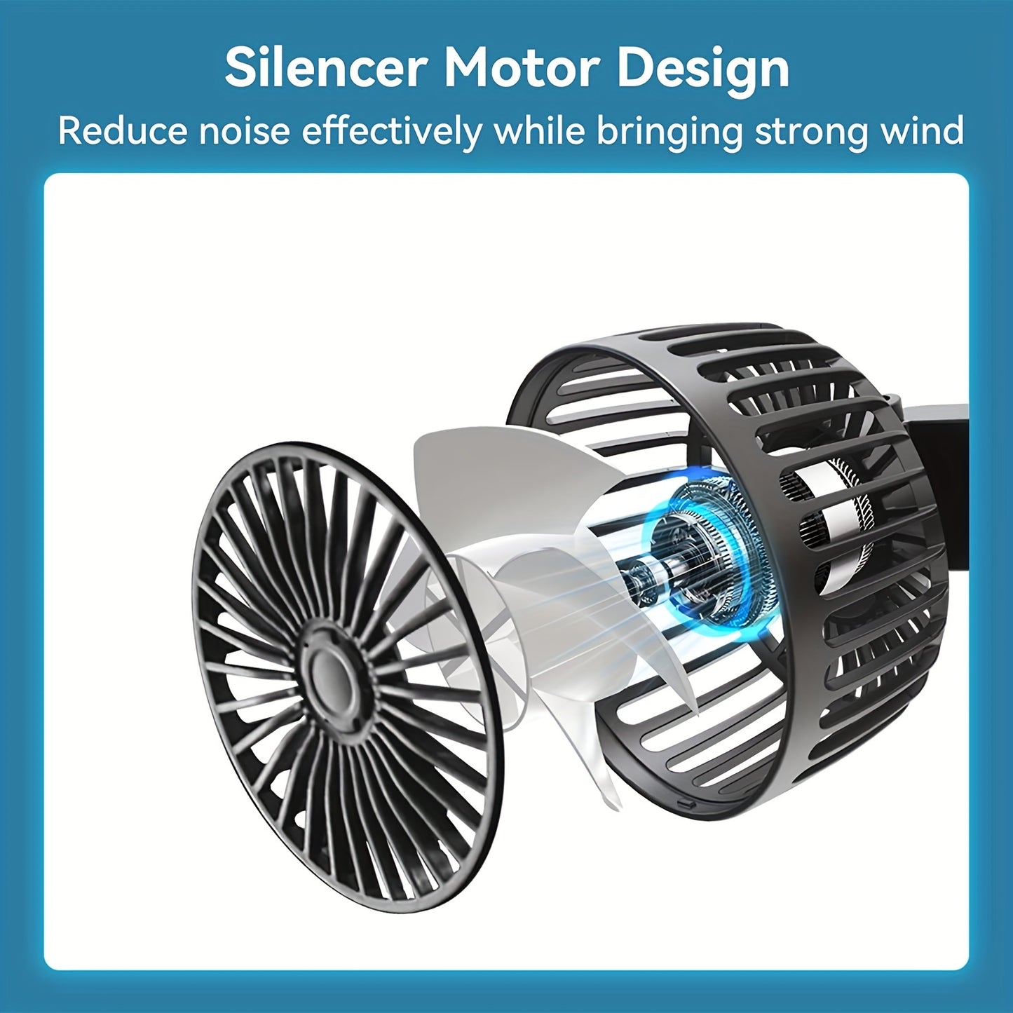 High-Power 360° Dual-Head Car Fan