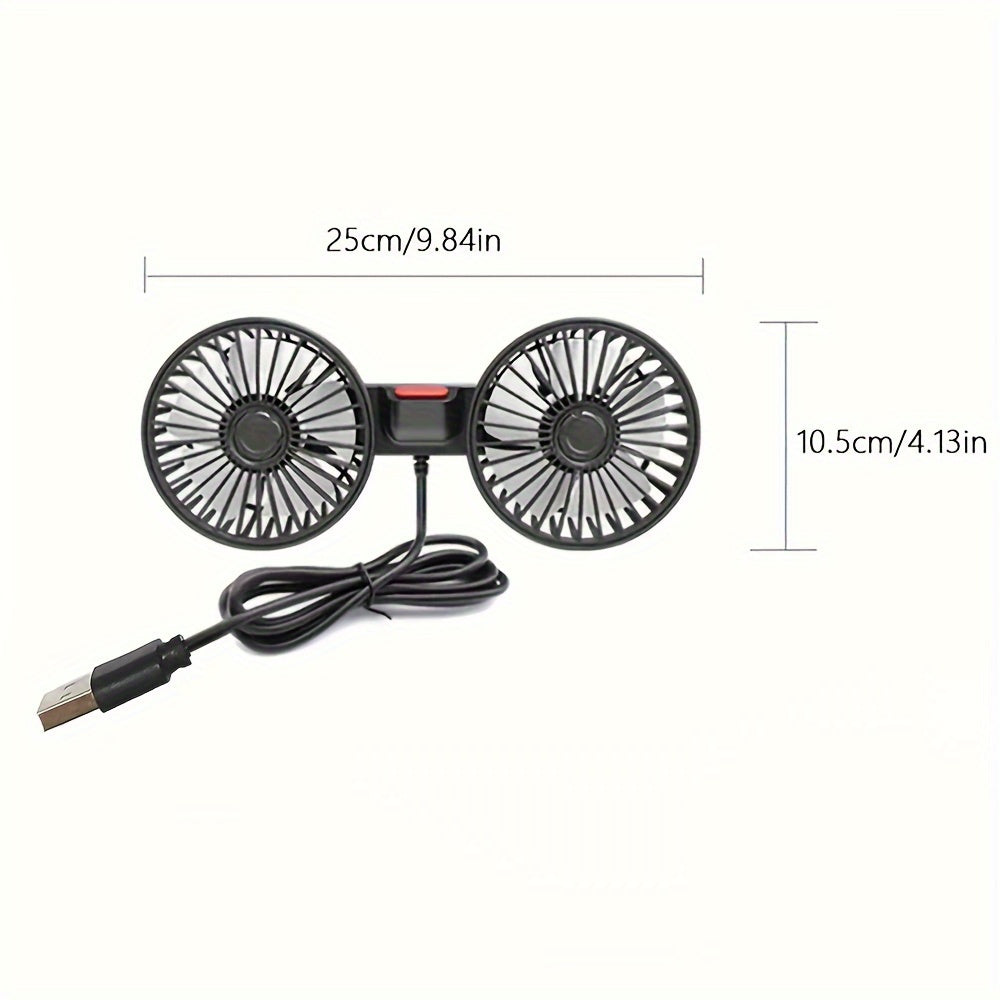 High-Power 360° Dual-Head Car Fan
