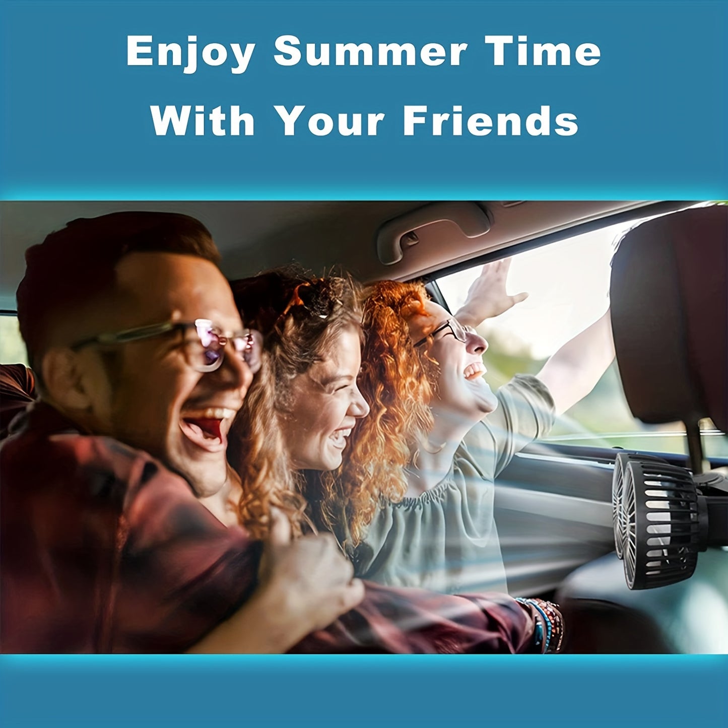 High-Power 360° Dual-Head Car Fan